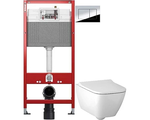 Купить Комплект подвесной унитаз Geberit Smyle Square 500.683.01.1 + система инсталляции Tece 9400412 в магазине сантехники Santeh-Crystal.ru