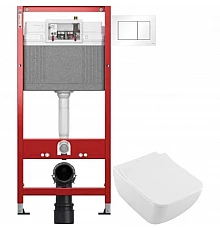 Комплект подвесной унитаз Villeroy & Boch Venticello 4611RSR1 + система инсталляции Tece 9400413