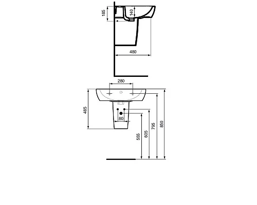 Заказать Полупьедестал для раковины Ideal Standard Tempo T423001 в магазине сантехники Santeh-Crystal.ru
