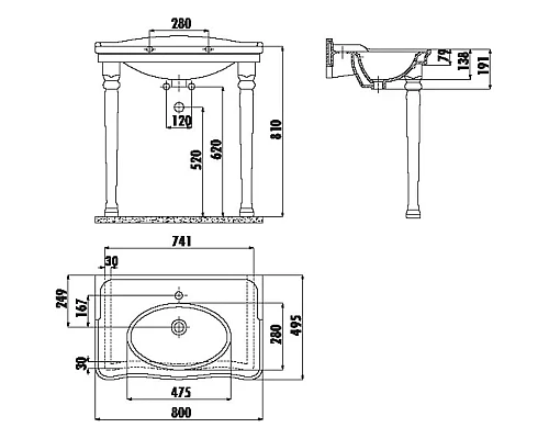 Заказать Ножки для раковины (2 шт) Creavit Antik KL270-00CB00E-0000 в магазине сантехники Santeh-Crystal.ru