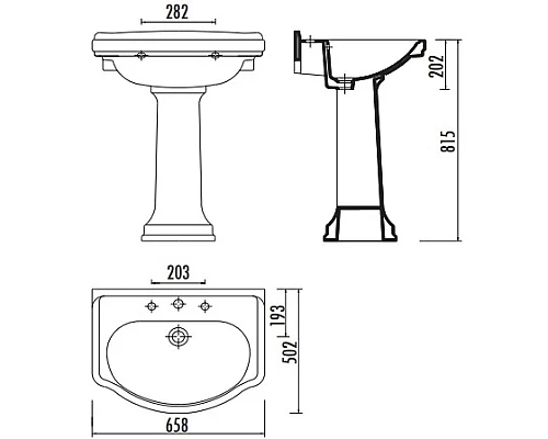 Купить Пьедестал для раковины Creavit Klasik KL250-00CB00E-0000Пьедестал в магазине сантехники Santeh-Crystal.ru