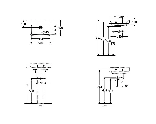 Приобрести Полупьедестал для раковины Villeroy & Boch O.Novo 52660001 в магазине сантехники Santeh-Crystal.ru