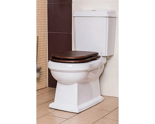 Приобрести Сидение деревянное орех с механизмом Soft Close петли золото Cezares Laredo CZR-165W-S-G в магазине сантехники Santeh-Crystal.ru