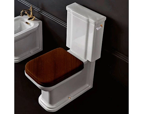 Купить Сиденье для унитаза с микролифтом орех/золото Kerasan Waldorf 418740noce/oro в магазине сантехники Santeh-Crystal.ru