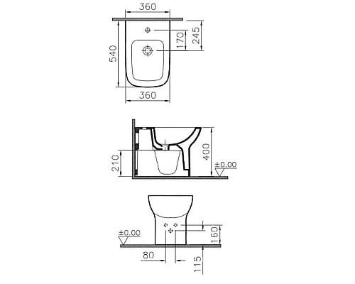 Купить Биде напольное Vitra S20 5509B003-0288 в магазине сантехники Santeh-Crystal.ru