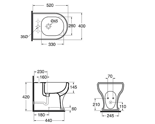 Купить Биде напольное без ободка Azzurra Charme CHA500 bix1 в магазине сантехники Santeh-Crystal.ru