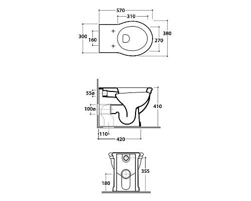 Приобрести Чаша напольного унитаза Globo Paestum PA025.bi в магазине сантехники Santeh-Crystal.ru