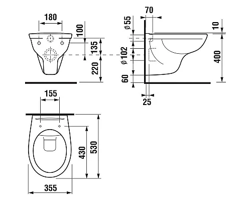 Приобрести Унитаз подвесной безободковый Jika Lyra Dino 8213770000001 в магазине сантехники Santeh-Crystal.ru