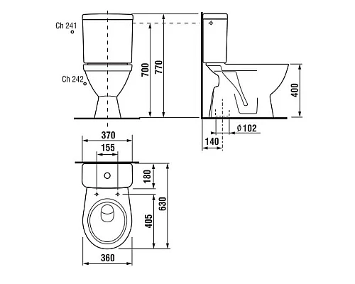 Приобрести Унитаз-компакт с вертикальным выпуском Jika Lyra Plus 8263870002421 в магазине сантехники Santeh-Crystal.ru