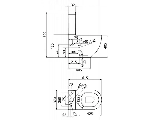 Купить Чаша напольного безободкового унитаза BelBagno Sfera-R BB006CPR в магазине сантехники Santeh-Crystal.ru