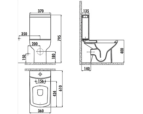 Приобрести Чаша напольного унитаза с функцией биде Creavit Lara LR310-00CB00E-0000 в магазине сантехники Santeh-Crystal.ru