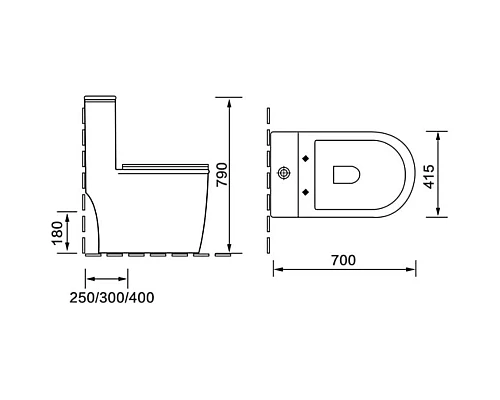 Заказать Унитаз-компакт безободковый с сиденьем микролифт SantiLine SL-5019B в магазине сантехники Santeh-Crystal.ru