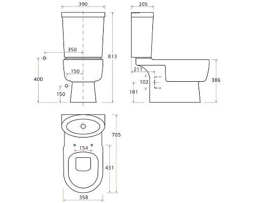 Купить Чаша напольного унитаза Creavit Favori FR310.40100 в магазине сантехники Santeh-Crystal.ru