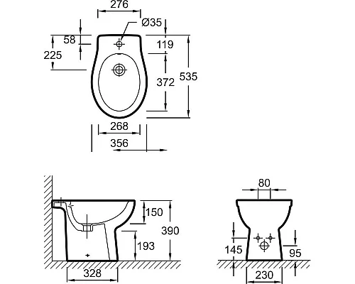 Заказать Биде напольное Jacob Delafon Patio EBB0002-00 в магазине сантехники Santeh-Crystal.ru