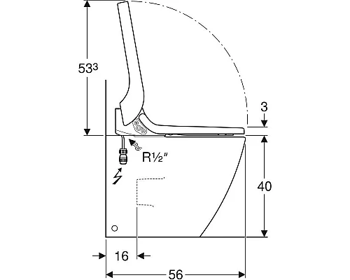 Заказать Приставной безободковый унитаз с функцией биде Geberit AquaClean Tuma Comfort 146.310.FW.1 в магазине сантехники Santeh-Crystal.ru