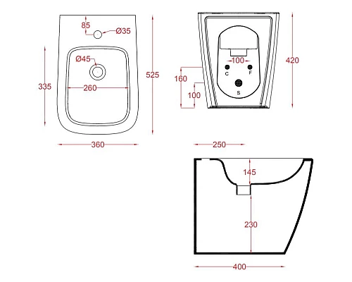 Приобрести Биде напольное Artceram A16 ASB002 01 86x1 в магазине сантехники Santeh-Crystal.ru