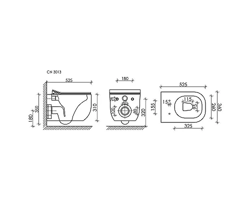 Заказать Подвесной безободковый унитаз с сиденьем микролифт Ceramica Nova Noel CN3013 в магазине сантехники Santeh-Crystal.ru