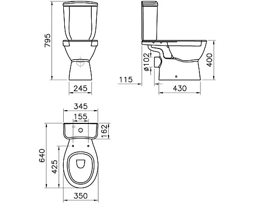 Купить Унитаз-компакт безободковый с сиденьем Jacob Delafon July E24541RU-0 + E24542RU-0 в магазине сантехники Santeh-Crystal.ru