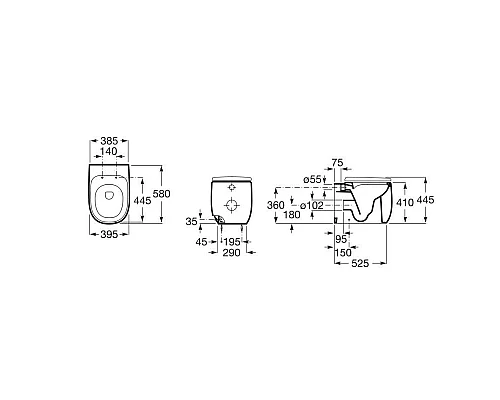 Приобрести Приставной безободковый унитаз Roca Beyond 3470B7640 в магазине сантехники Santeh-Crystal.ru