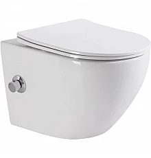 Подвесной безободковый унитаз с функцией биде с сиденьем микролифт BelBagno Uno BB3105CHR-BS/SC