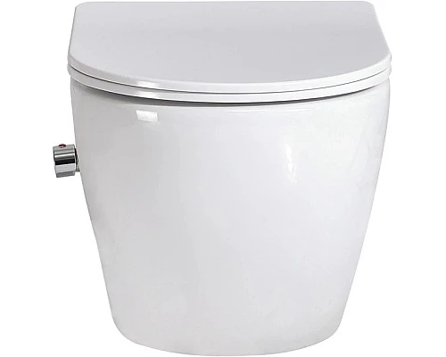 Приобрести Подвесной безободковый унитаз с функцией биде с сиденьем микролифт BelBagno Uno BB3105CHR-BS/SC в магазине сантехники Santeh-Crystal.ru