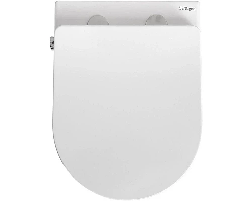 Приобрести Подвесной безободковый унитаз с функцией биде с сиденьем микролифт BelBagno Uno BB3105CHR-BS/SC в магазине сантехники Santeh-Crystal.ru