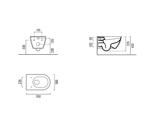 Заказать Подвесной безободковый унитаз GSI Pura 881505 в магазине сантехники Santeh-Crystal.ru