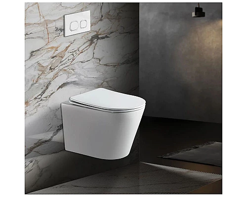 Приобрести Подвесной безободковый унитаз с сиденьем микролифт Vincea Piatti VT1-11T в магазине сантехники Santeh-Crystal.ru