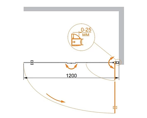 Приобрести Шторка для ванны Cezares Verona 120 см текстурное стекло VERONA-W-V-21-120-P-Cr-L в магазине сантехники Santeh-Crystal.ru