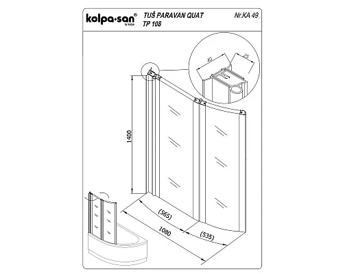 Заказать Шторка для ванны 110 см Kolpa San Quat TP 108 матовое в магазине сантехники Santeh-Crystal.ru