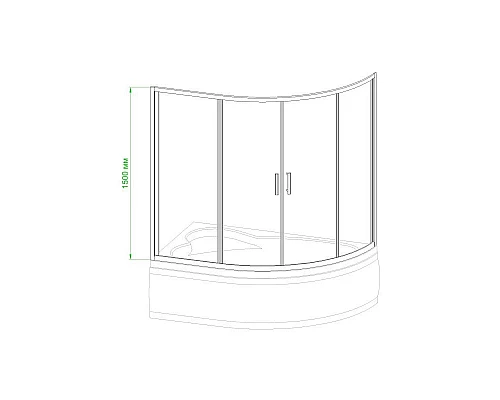 Купить Шторка для ванны 140 см Royal Bath RB140ALP-T-CH прозрачное в магазине сантехники Santeh-Crystal.ru
