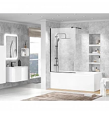 Шторка для ванны 90 см Cezares LIBERTA-V-1-90/155-C-NERO прозрачное