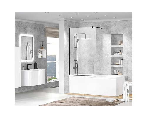 Заказать Шторка для ванны 90 см Cezares LIBERTA-V-1-90/155-C-NERO прозрачное в магазине сантехники Santeh-Crystal.ru