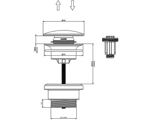 Приобрести Донный клапан Grocenberg GB106BG в магазине сантехники Santeh-Crystal.ru