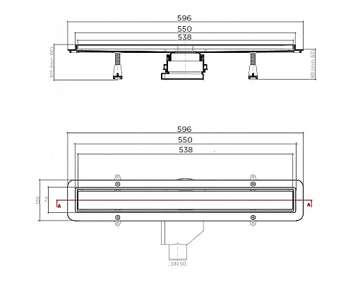 Приобрести Душевой канал 550 мм 2 в 1 с основой под плитку Pestan Betto Line 13702509 в магазине сантехники Santeh-Crystal.ru