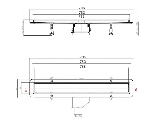 Заказать Душевой канал 750 мм Pestan Betto Net Line 13702518 в магазине сантехники Santeh-Crystal.ru