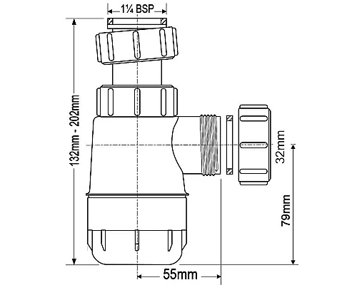 Приобрести Сифон для раковины 1 1/4-32 McALPINE MRW2-NW в магазине сантехники Santeh-Crystal.ru