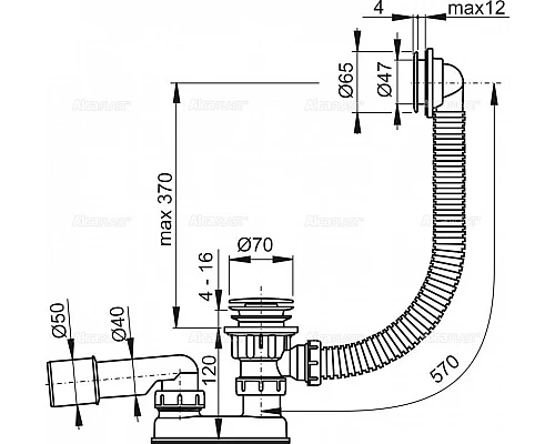 Купить Слив-перелив для ванны ClickClack AlcaPlast A505CRM в магазине сантехники Santeh-Crystal.ru