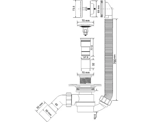 Купить Слив-перелив для ванны ClickClack McALPINE MRB12 в магазине сантехники Santeh-Crystal.ru