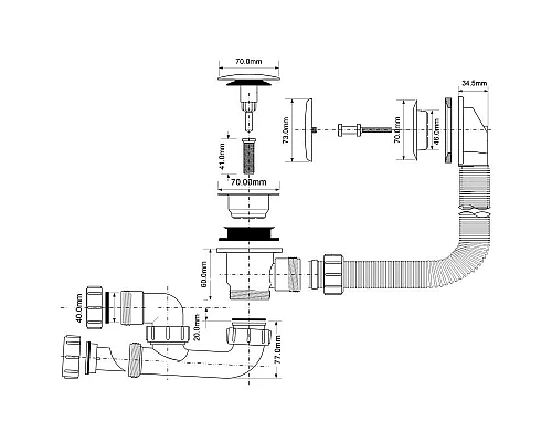 Заказать Слив-перелив для ванны ClickClack McALPINE MRB10-PB в магазине сантехники Santeh-Crystal.ru