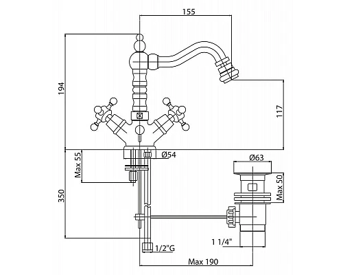 Приобрести Смеситель для биде бронза Cezares Lord LORD-BS2-02 в магазине сантехники Santeh-Crystal.ru