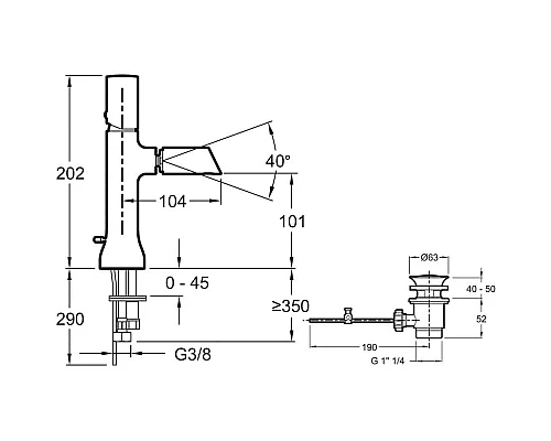 Заказать Смеситель для биде с донным клапаном Jacob Delafon Toobi E8961-CP в магазине сантехники Santeh-Crystal.ru