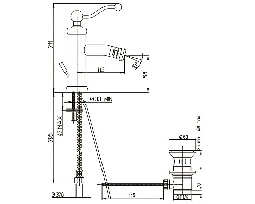 Заказать Смеситель для биде с донным клапаном Paini Duomo 88F33062SKM в магазине сантехники Santeh-Crystal.ru