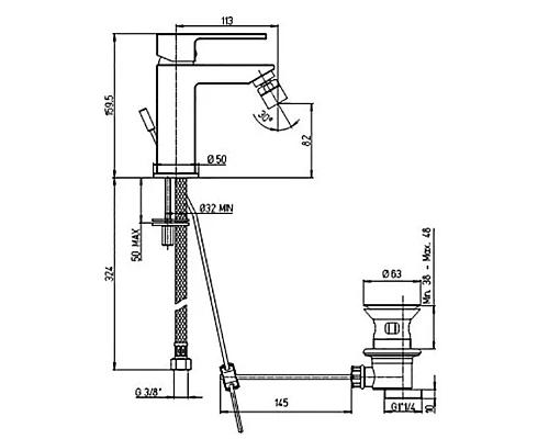 Заказать Смеситель для биде с донным клапаном Paini DAX-R 84CR306RSKM в магазине сантехники Santeh-Crystal.ru