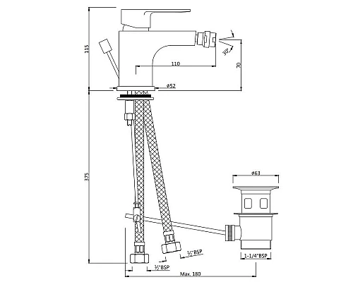 Купить Cмеситель для биде с донным клапаном Jaquar Ornamix Prime ORP-CHR-10213BPM в магазине сантехники Santeh-Crystal.ru