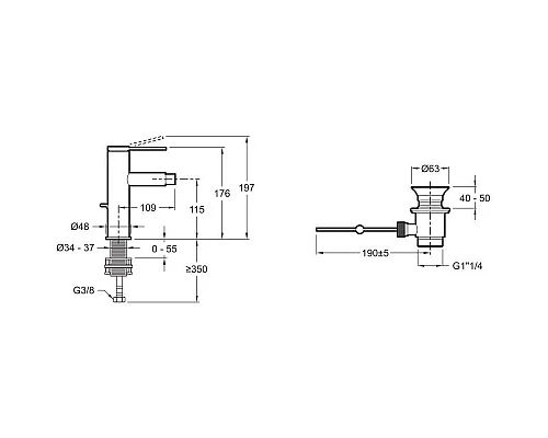 Купить Смеситель для биде с донным клапаном Jacob Delafon Grands Boulevards E77982-4A-CP в магазине сантехники Santeh-Crystal.ru