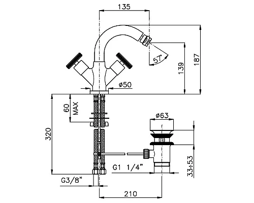 Приобрести Смеситель для биде с донным клапаном Nicolazzi Arena 3337CR44 в магазине сантехники Santeh-Crystal.ru