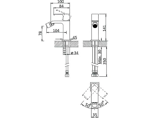 Купить Смеситель для биде с донным клапаном Cezares Porta PORTA-BS1-NOP в магазине сантехники Santeh-Crystal.ru