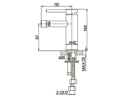 Заказать Смеситель для биде без донного клапана Caprigo Don 53-030-BRG в магазине сантехники Santeh-Crystal.ru