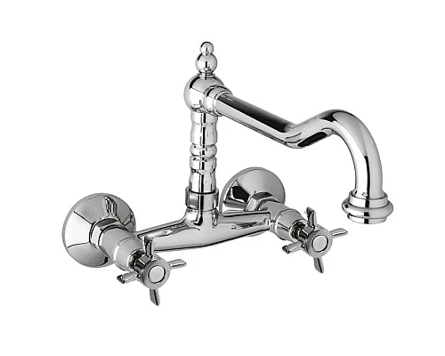 Купить Кухонный смеситель для настенного монтажа хром, ручки хром Cezares Lord LORD-LLP-01 в магазине сантехники Santeh-Crystal.ru